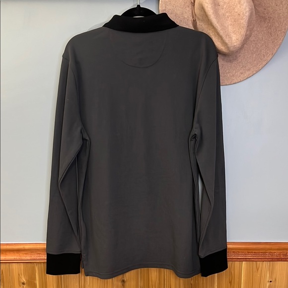 Men's Grey & Black Long Sleeve Polo - Picture 2 of 9